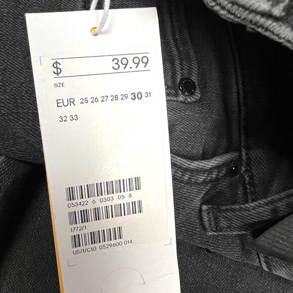 H&M & Denim Jeans Slim Ankle High-Waist Washed Black Grey Studded NEW Women's 30 - Picture 10 of 14